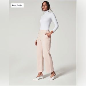 Spanx Stretch Twill Cropped Wide Leg Pant in Khaki